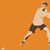 Tennisspieler auf orangenem Hintergrund